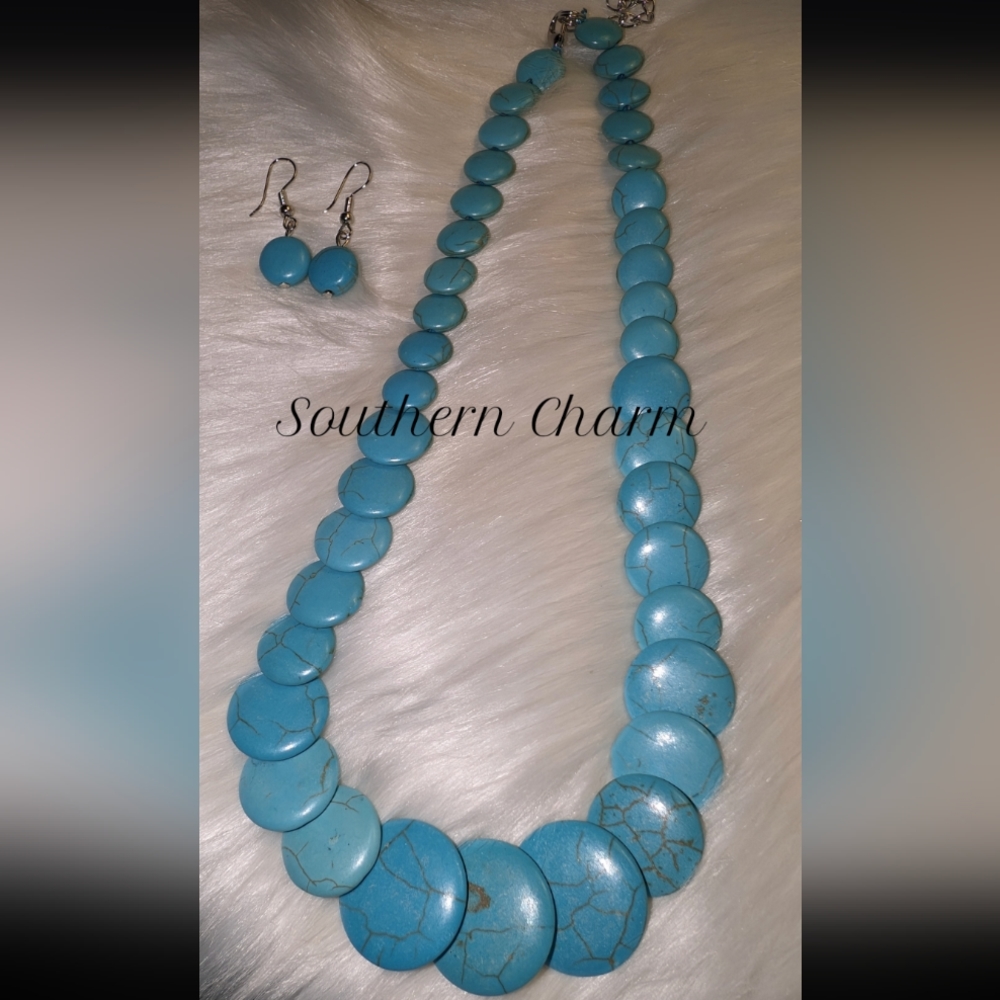 🆕 Turquoise Necklace & Earrings Set